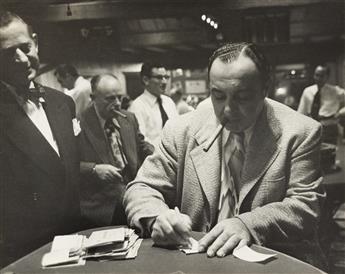 PETER STACKPOLE (1913-1997) Man with cigarette posing with a look-alike mural * Men at a casino with cigars.